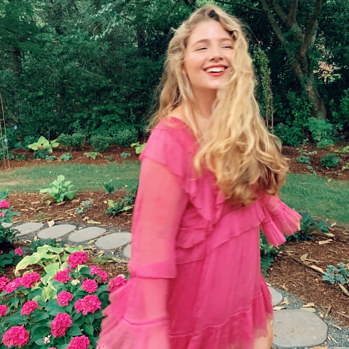 Charlotte-Louise in a garden
