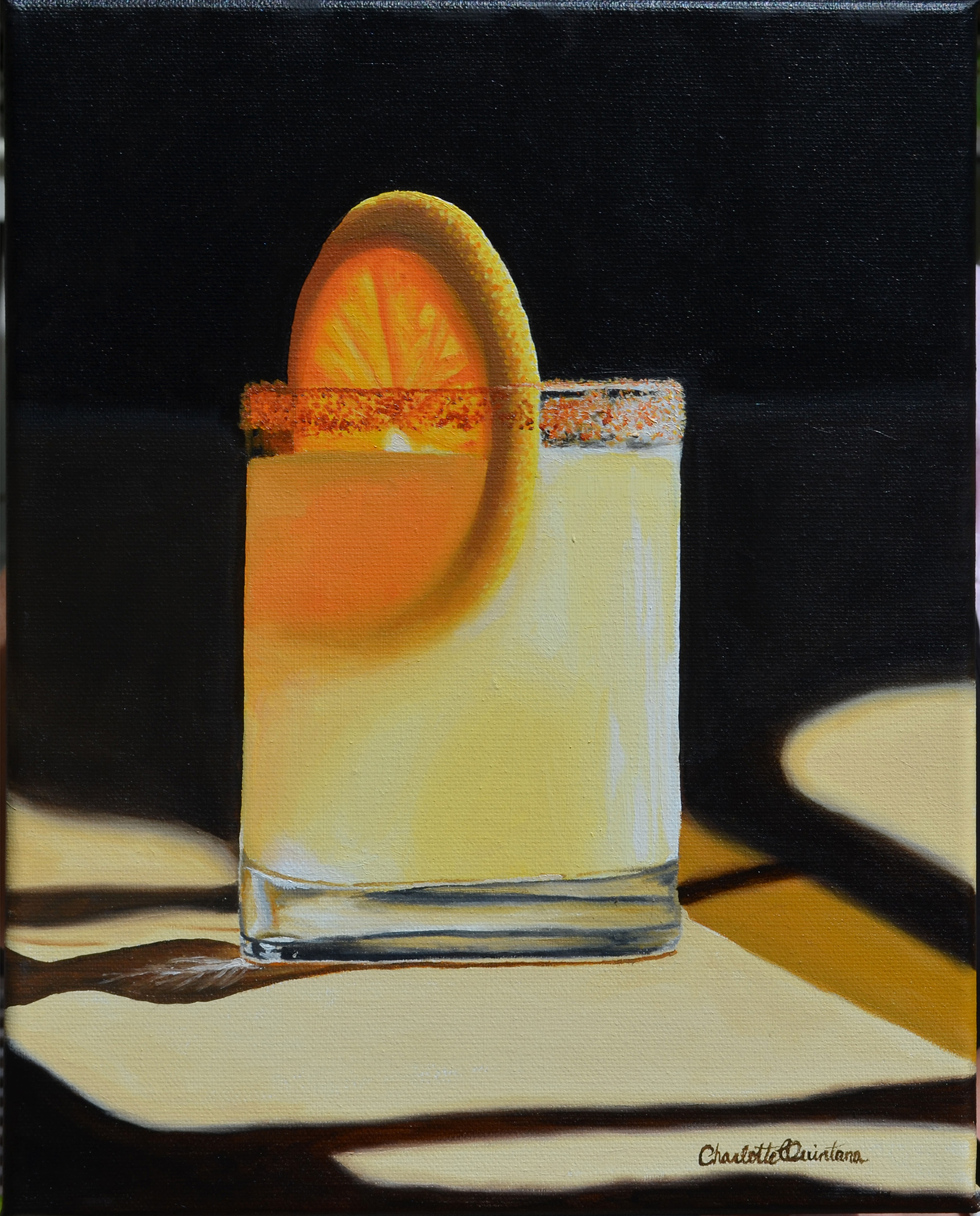 Tajin Rim — original oil painting of a salted-rim cocktail by Charlotte-Louise